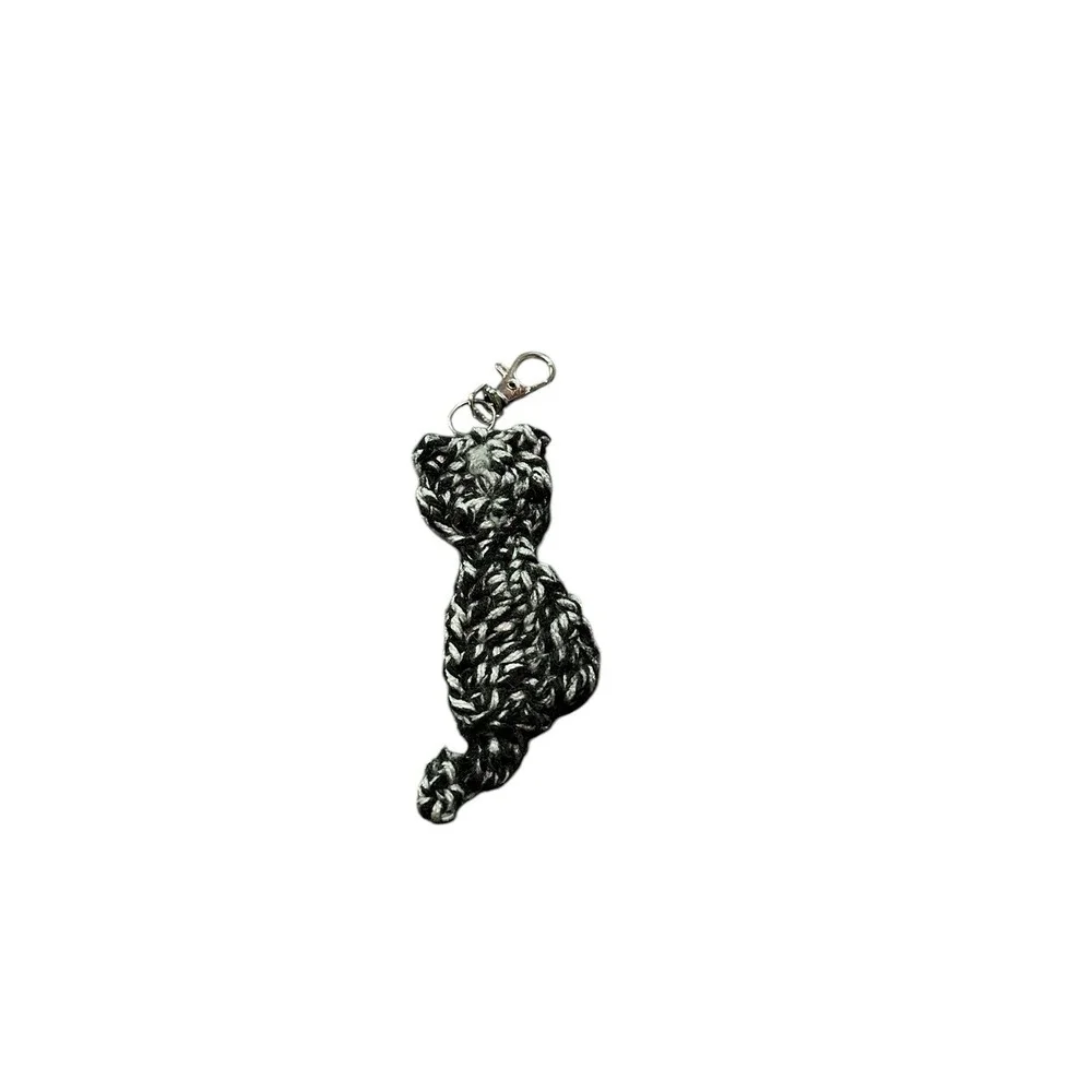 NEW handmade‎ crochet CAT kitten keychain bag purse charm gift